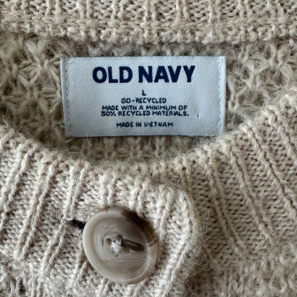 Old Navy, Cream Colored Cable Knit Sweater Cardigan // Large - Picture 2 of 2